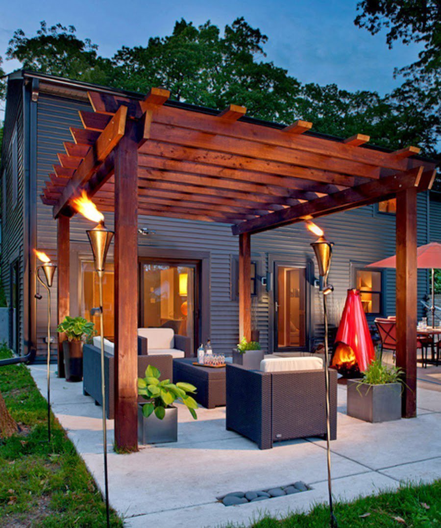 backyard terrasse homebnc pergolas hintere glowing shining hinterhof foyr pergolalink