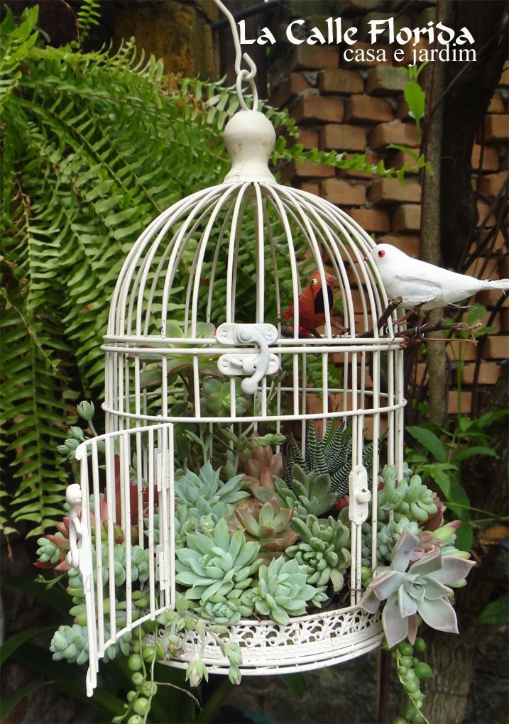 18 Beautiful Garden Decor Ideas with Birdcage Planters - Style Motivation