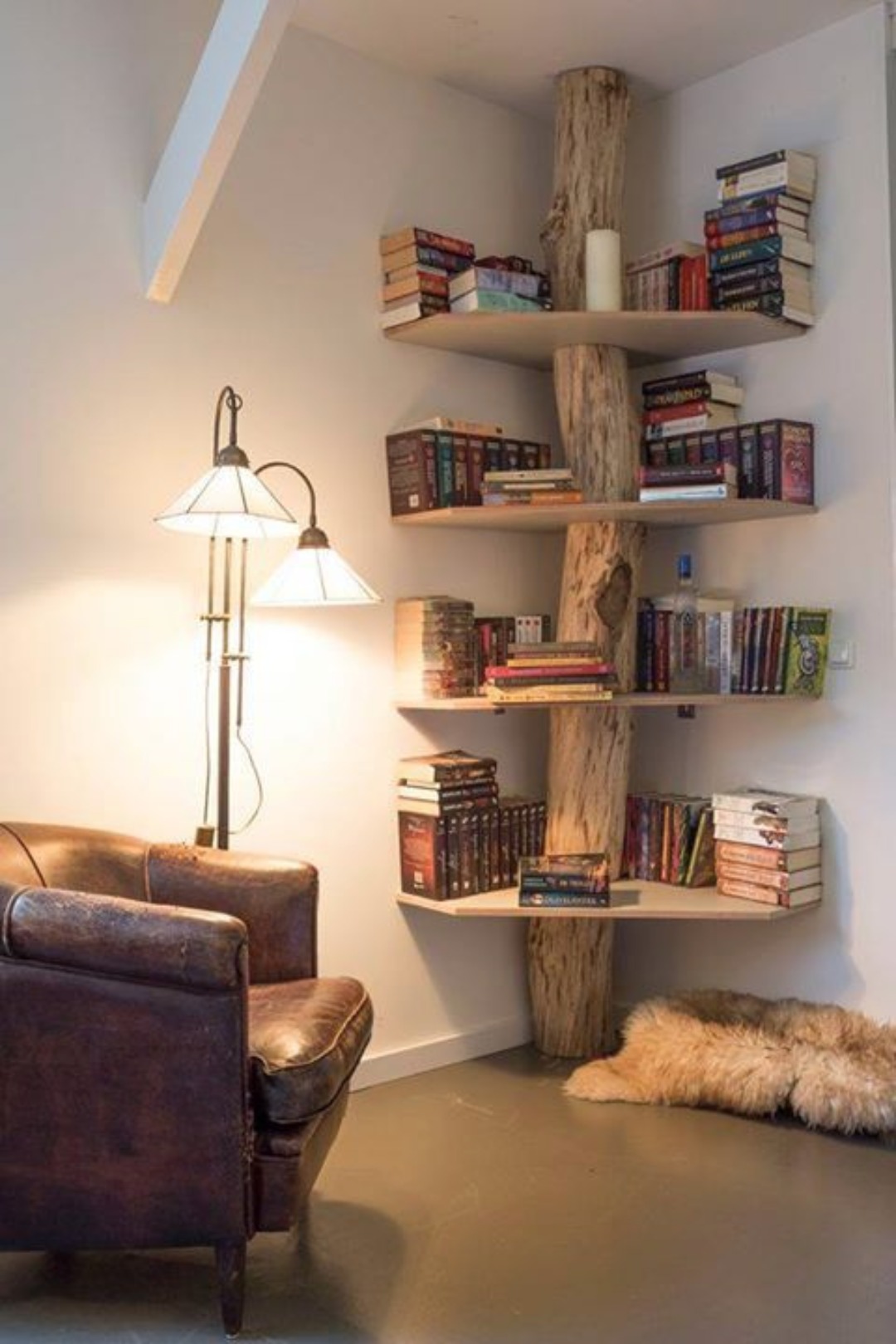 Corner Bookcase for a Hobbit Hole