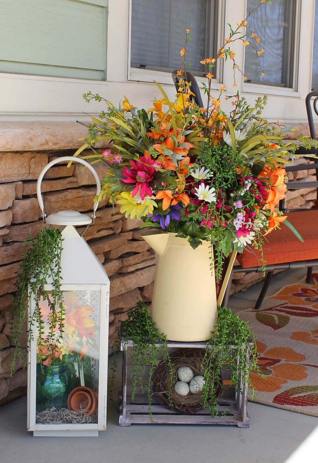easter porch decor lantern watering displays floral homebnc
