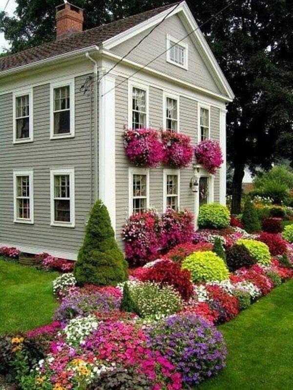 yard front landscaping garden evergreens designs season annuals flowerbed multi creative homebnc